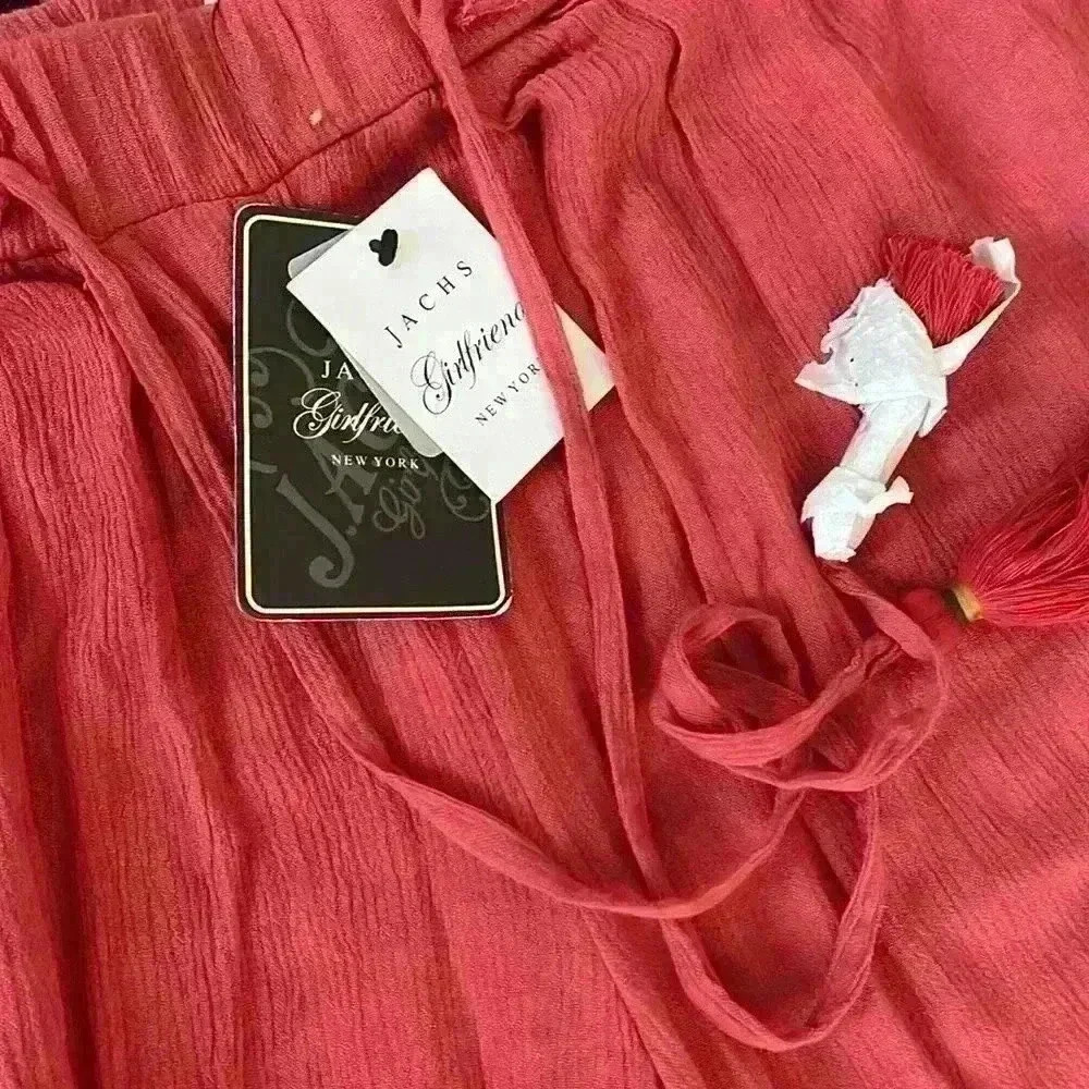 NWT JACHS Girlfriend NY Coral Drawstring Pants Size Large - Picture 3 of 8